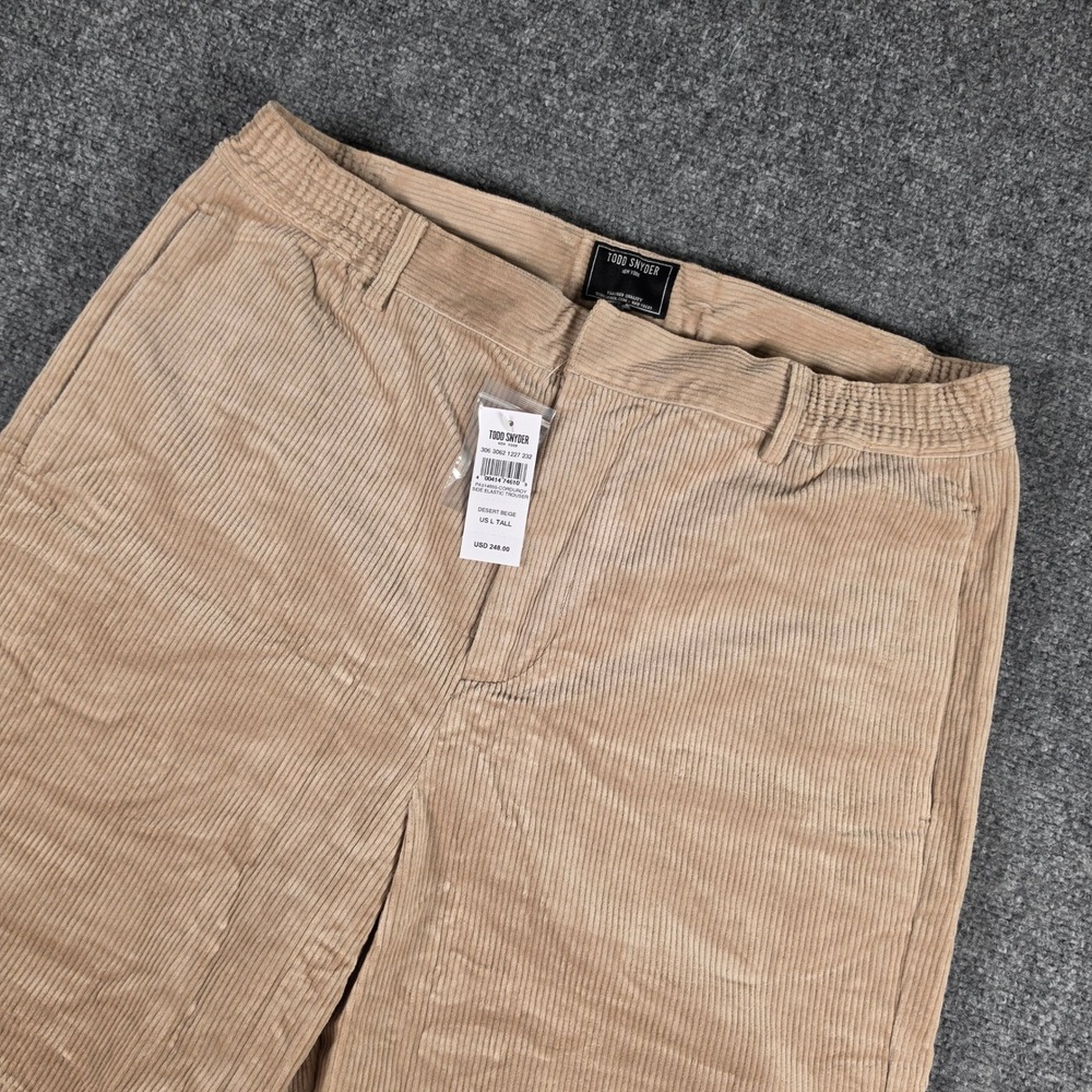 Todd Snyder Corduroy Trouser Mens L Tall Beige Side Elastic PA514655-232 NWT